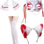 Japanese Red and White Kimono Fox Cosplay Costume 4 | PricZone Japanese Red and White Kimono Fox Cosplay Costume 4 | PricZone