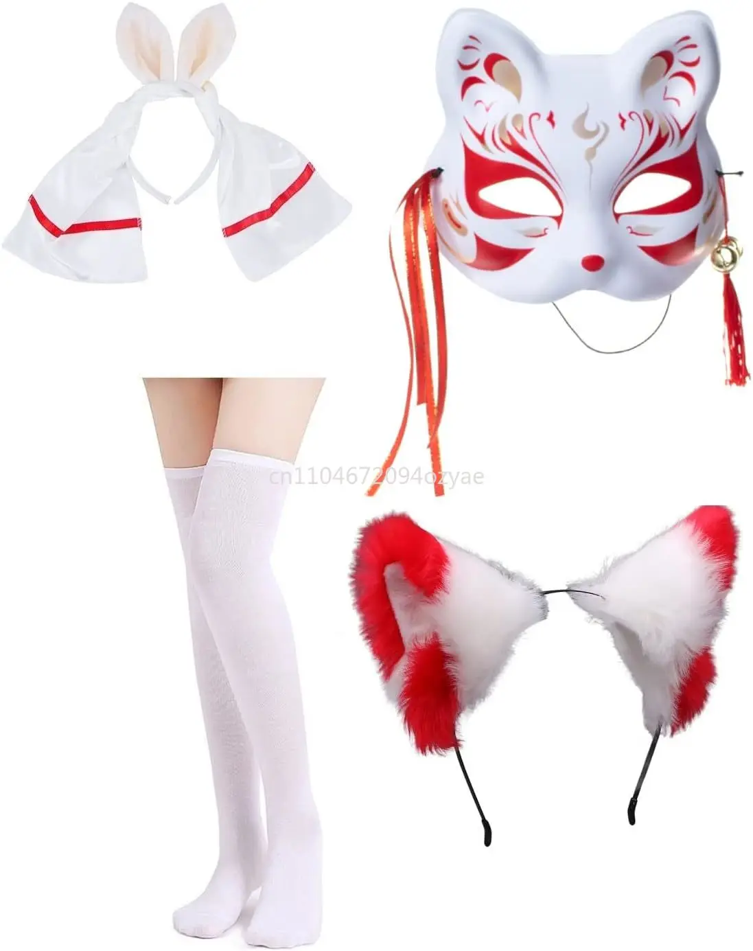 Japanese Red and White Kimono Fox Cosplay Costume 4 | PricZone Japanese Red and White Kimono Fox Cosplay Costume 4 | PricZone