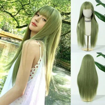 Allbell Magique Mint Green Long Straight Synthetic Wig 1