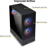 High Airflow Atx PC Gaming Case with RGB Fans Mesh Front 2 | PricZone