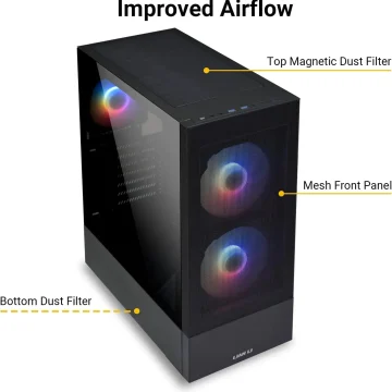High Airflow Atx PC Gaming Case with RGB Fans Mesh Front 2