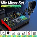 Live Sound Card Audio Mixer Podcast Equipment Bundle with 4 | PricZone
