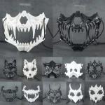 Collage of white and black dragon skull masks with sharp fangs displayed against a gray background on a grid layout | PricZone