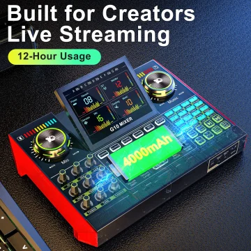 Live Sound Card Audio Mixer Podcast Equipment Bundle with 2
