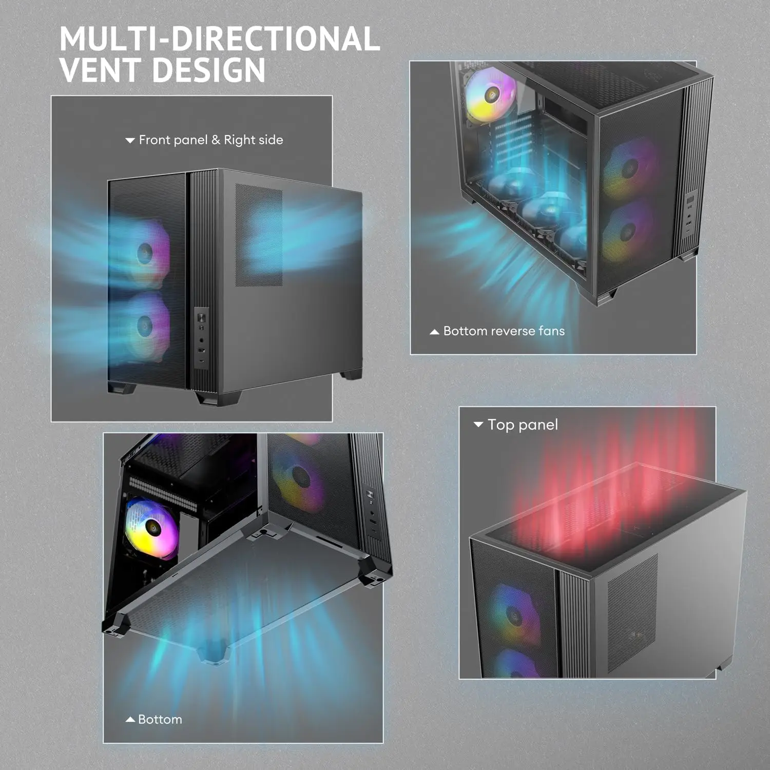 MicroATX Gaming Case with 3 PWM ARGB Fans Vertical Airflow 4 | PricZone Micro ATX Gaming Case with 3 PWM ARGB Fans Vertical Airflow 4 | PricZone