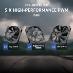 Mid Tower E Atx PC Case with 5 Pwm Fans Walnut Wood Front 5 | PricZone