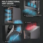 Full Tower E Atx PC Case with 6 Pwm Fans High Airflow Front 4 | PricZone
