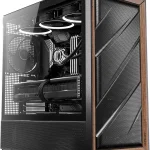 Mid Tower E Atx PC Case with 5 Pwm Fans Walnut Wood Front 1 | PricZone