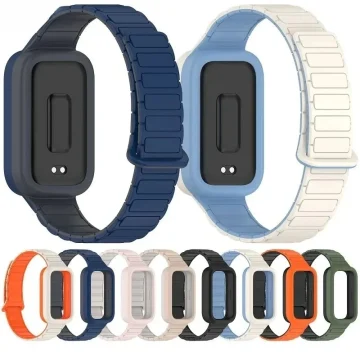 Assorted color silicone bands for a fitness tracker including navy blue light blue white orange gray black and green | PricZone