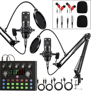 Podcast Equipment Bundle for 2 Audio Interface with Voice 1 | PricZone