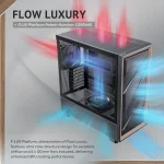 Mid Tower E Atx PC Case with 5 Pwm Fans Walnut Wood Front 2 | PricZone