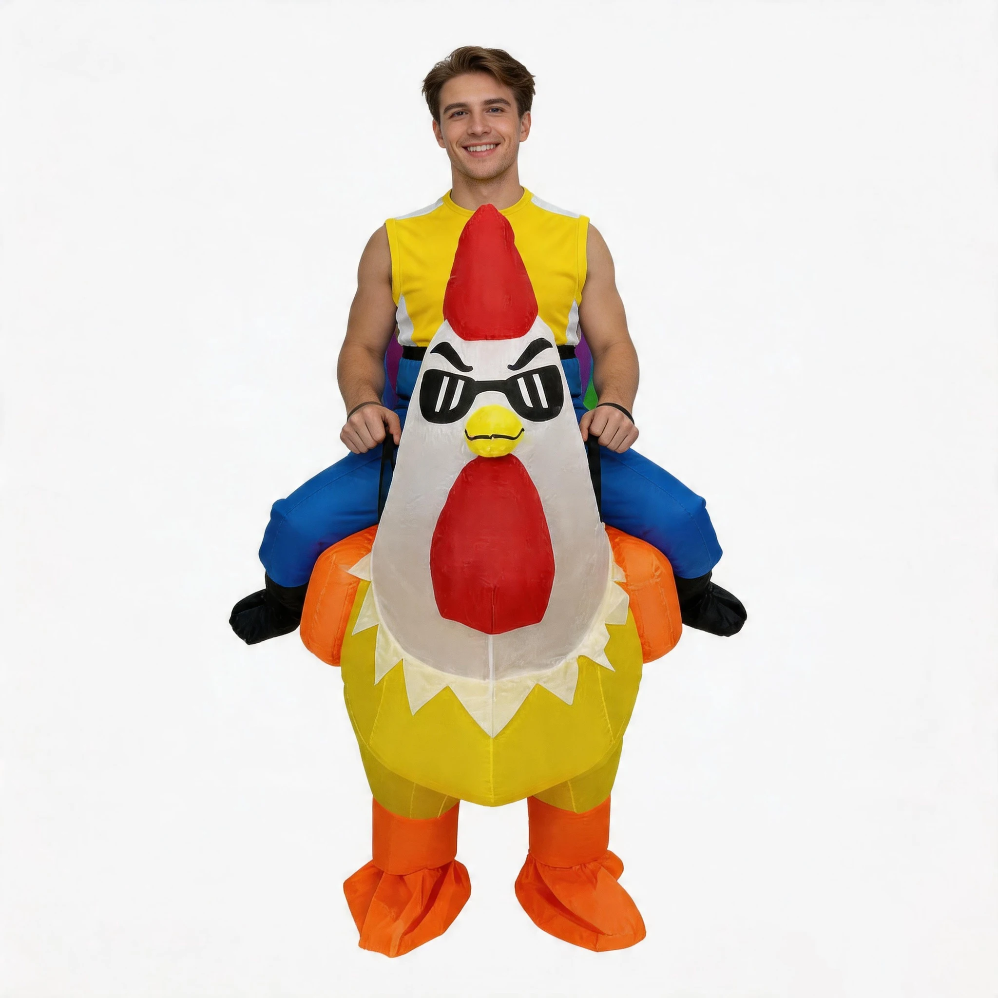 Ride On Rooster Inflatable Costume Mascot Parade Adult 11