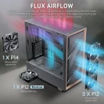 Mid Tower E Atx PC Case with 5 Pwm Fans Walnut Wood Front 3 | PricZone