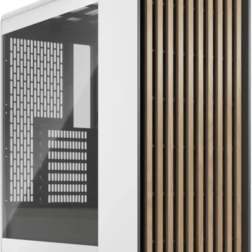 Chalk White Tempered Glass Atx Mid Tower PC Case with Oak 1