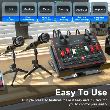 Live Sound Card 6 Channel Audio Mixer Podcast Equipment 2 | PricZone