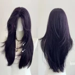 Ashley Dark Purple Wig Female 22Inch Long Hair Curtain 1 | PricZone
