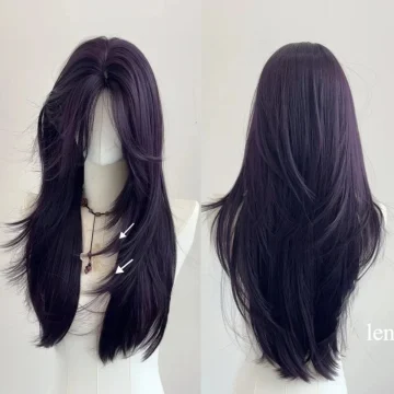 Ashley Dark Purple Wig Female 22Inch Long Hair Curtain 1 | PricZone
