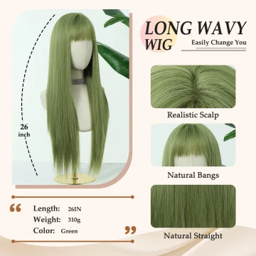 Allbell Magique Mint Green Long Straight Synthetic Wig 2