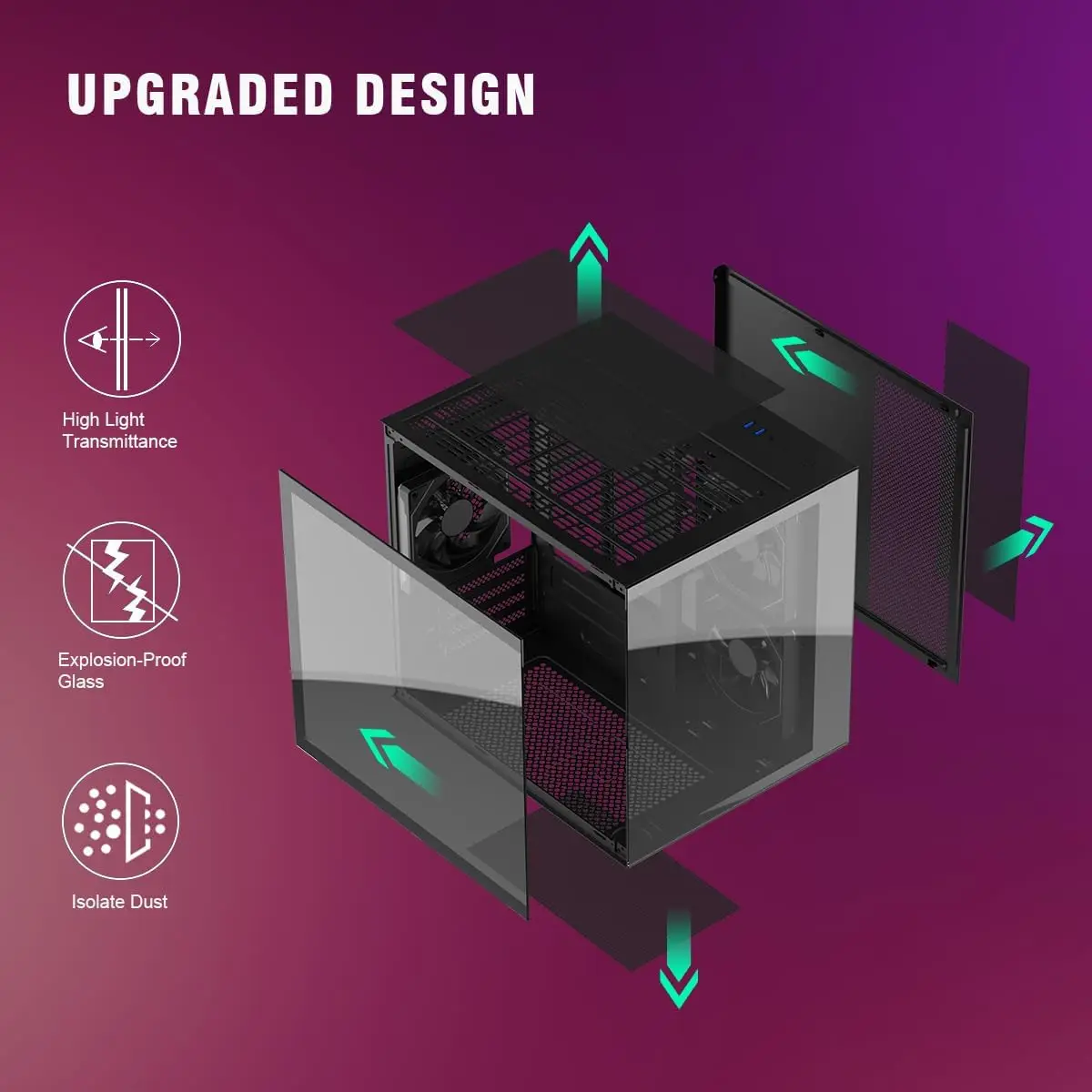 MAtx MiniTower PC Case with 3 Prism Argb Fans Tempered 5 | PricZone M Atx Mini Tower PC Case with 3 Prism Argb Fans Tempered 5 | PricZone