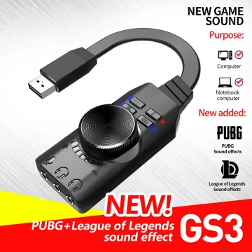 Gs3 7.1-Channel Sound Card Converter External USB Audio 1
