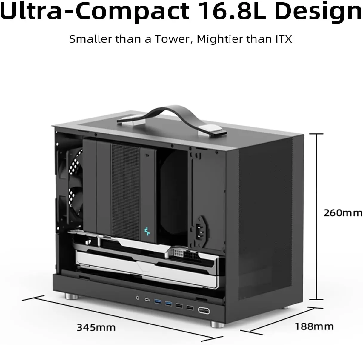 White Micro-Atx Gaming PC Case 16.8L Compact Build Supports 9