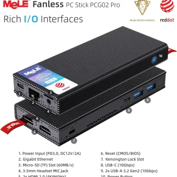 Mele Fanless PC Stick N100 8G 256G Pcg02 Pro Computer Dual 1