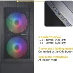 High Airflow Atx PC Gaming Case with RGB Fans Mesh Front 3 | PricZone