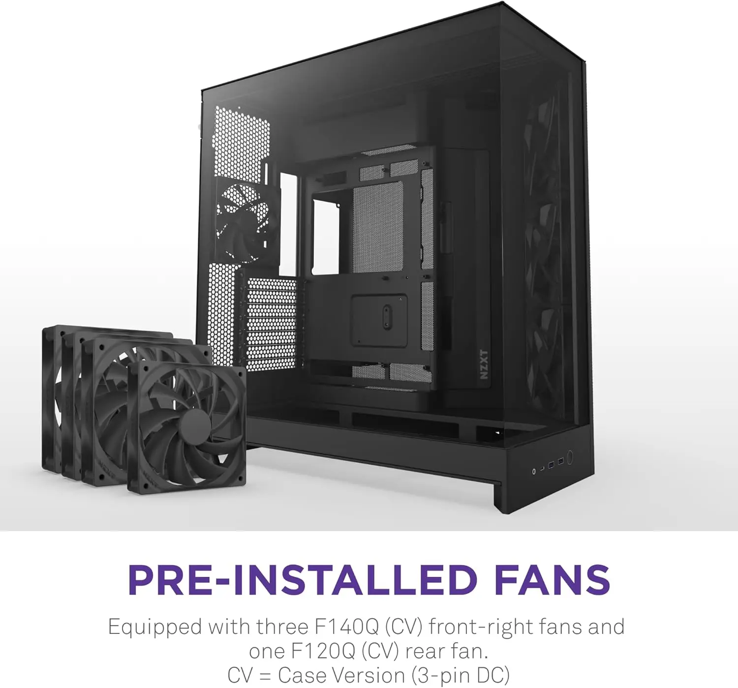 Large Dual-Chamber Atx Mid-Tower Airflow PC Case with 7