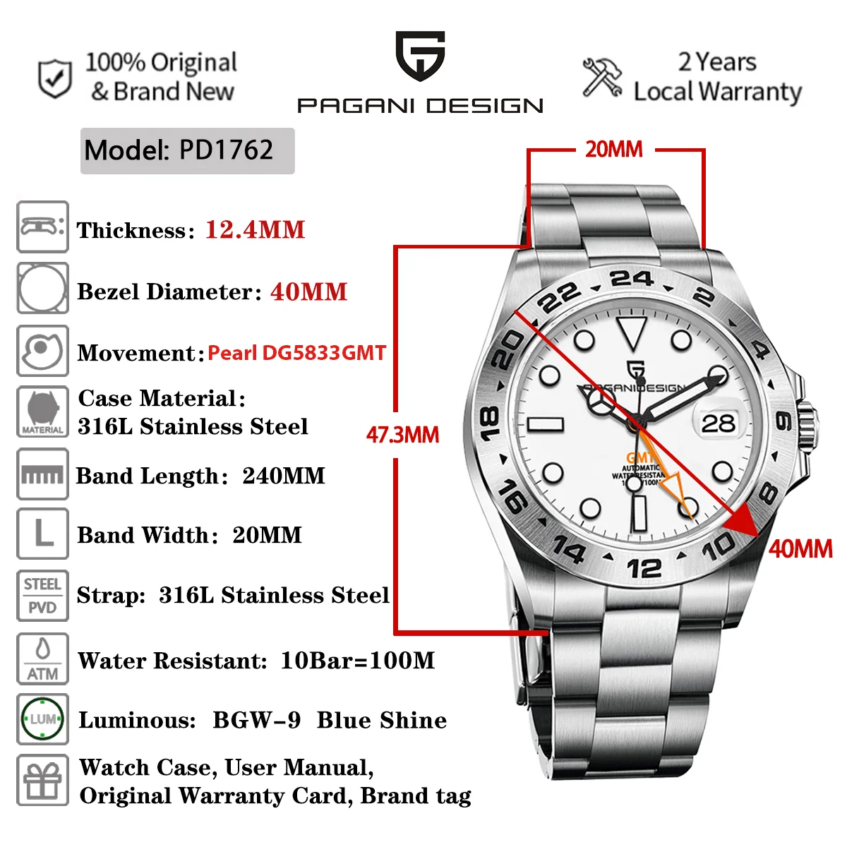 Pagani Design Pd1762 Mens Automatic Mechanical GMT Watch 5 | PricZone Pagani Design Pd1762 Mens Automatic Mechanical GMT Watch 5 | PricZone