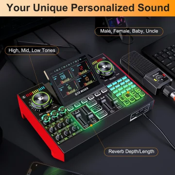 5Mm Microphone and Live Sound Card Audio Interface Mixer 2