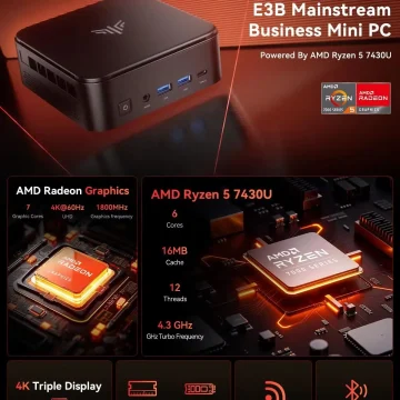 Acemagic E3B PC Amd Ryzen 7430U/7735Hs 6-Core Powerhouse 1