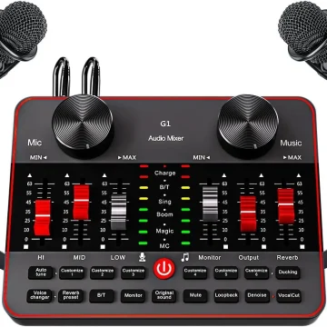 Podcast Microphone Bundle with Live Sound Card Audio Mixer 1 | PricZone