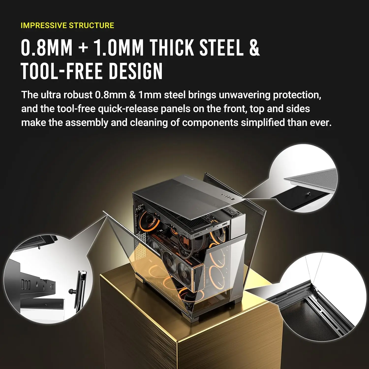 Dual-Chamber Full-Tower E-ATX PC Case with Toolless Design 10