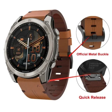 Leather Quickfit 22 26Mm Strap for Garmin Fenix 8 E 7 6 5 2