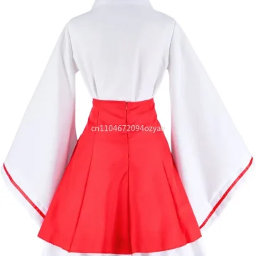 Japanese Red and White Kimono Fox Cosplay Costume 2