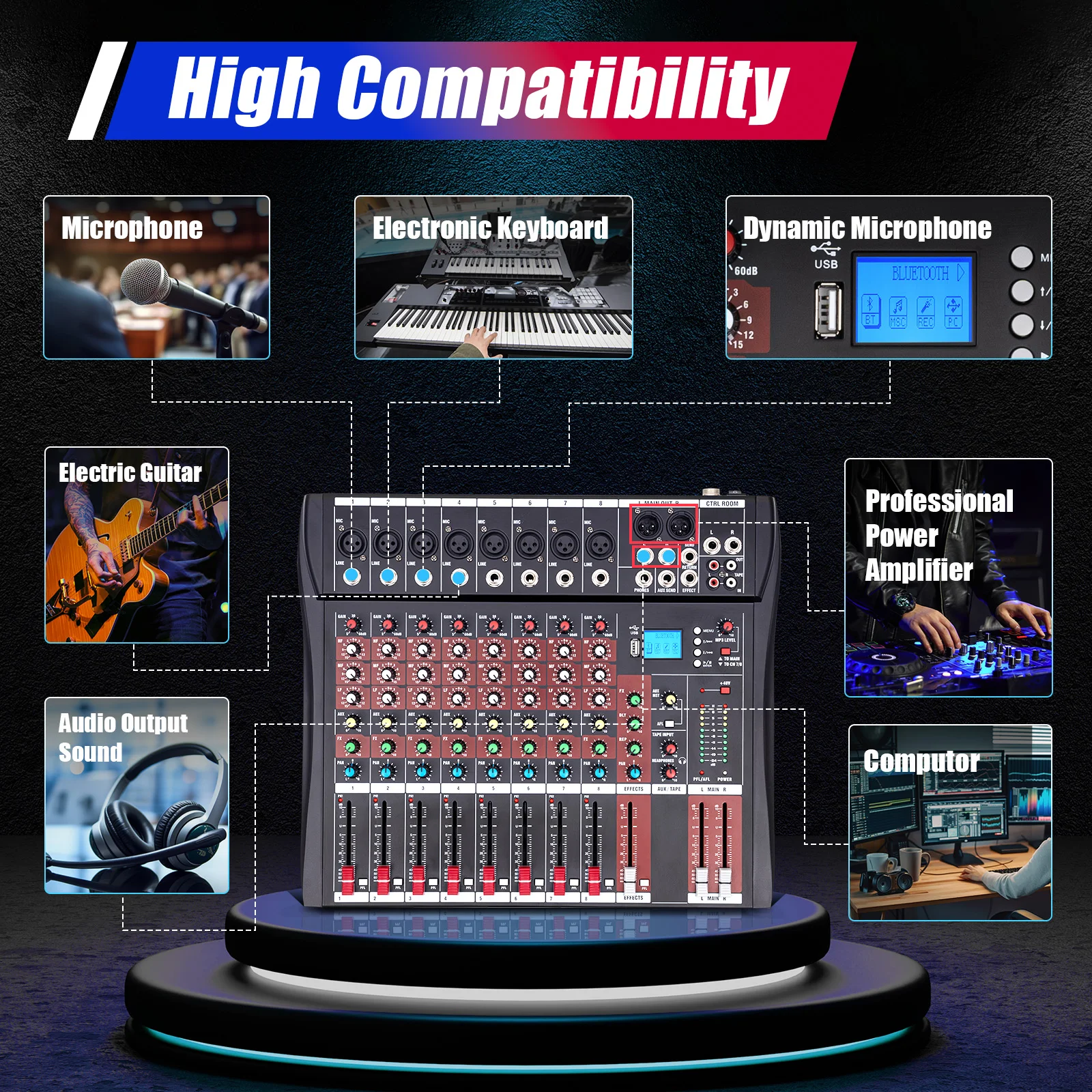 78Channel Audio Mixer with Bluetooth USB and XLR 4 | PricZone 78 Channel Audio Mixer with Bluetooth USB and XLR 4 | PricZone