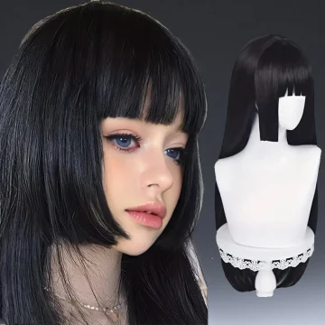 Natural Long Straight Synthetic Wig with Bangs Lolita 2