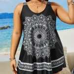 Plus Size Womens Mandala Print Sleeveless Swim Dress 3 | PricZone