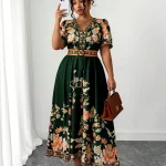 Plus Size Bohemian Floral VNeck Maxi Dress 5 | PricZone Plus Size Bohemian Floral V Neck Maxi Dress 5 | PricZone