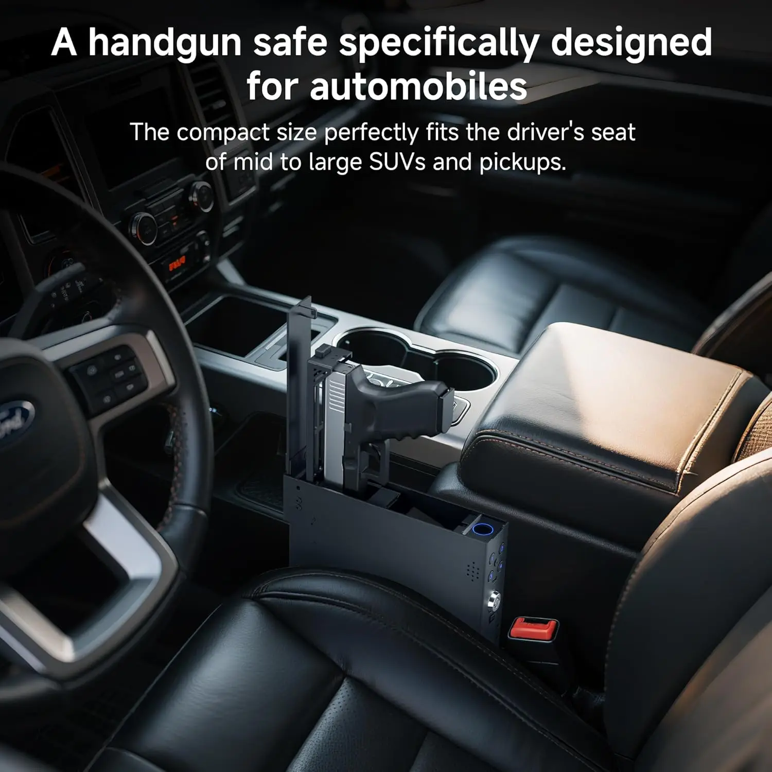 Vehicle Gun Safe for Handgun with Fingerprint Keypad Key 7