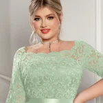 Plus Size Floral Lace Chiffon Cocktail Dress with Ruffle Hem 3 | PricZone Plus Size Floral Lace Chiffon Cocktail Dress with Ruffle Hem 3 | PricZone
