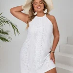 Plus Size Womens White Halter Beach Sundress 5 | PricZone