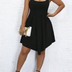 Plus Size Solid Hollow Out Spaghetti Strap Sleeveless Mini 4 | PricZone