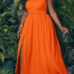 One Shoulder Plus Size Maxi Dress for Summer Vacation 2 | PricZone
