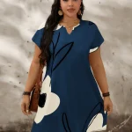 Plus Size Floral Notch VNeck Batwing Sleeve Summer Dress 4 | PricZone Plus Size Floral Notch V Neck Batwing Sleeve Summer Dress 4 | PricZone