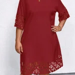 Plus Size Burgundy Hollow Out Summer Dress 3 | PricZone Plus Size Burgundy Hollow Out Summer Dress 3 | PricZone