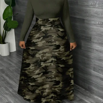 Autumn Winter Camouflage Print Maxi Dress for Plus Size 2 | PricZone
