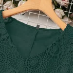Plus Size Lace V Neck A Line Dress with Scallop Trim 3 | PricZone