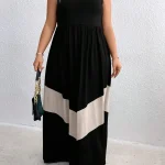 Plus Size Sleeveless Color Block Maxi Dress 3 | PricZone