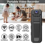 Portable video recorder with 1080p HD WiFi wide angle 140° night vision and loop recording shown beside a father and child playing indoors | PricZone